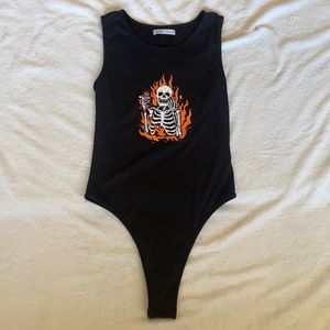 skeleton flames bodysuit